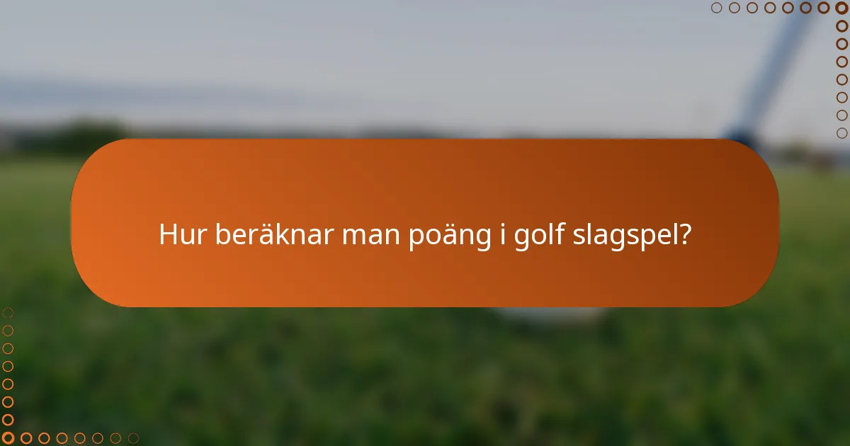 Hur beräknar man poäng i golf slagspel?