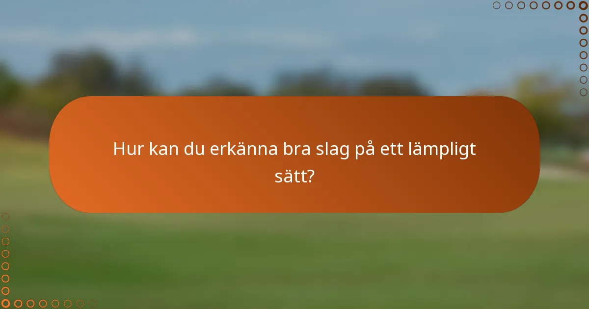 Hur kan du erkänna bra slag på ett lämpligt sätt?